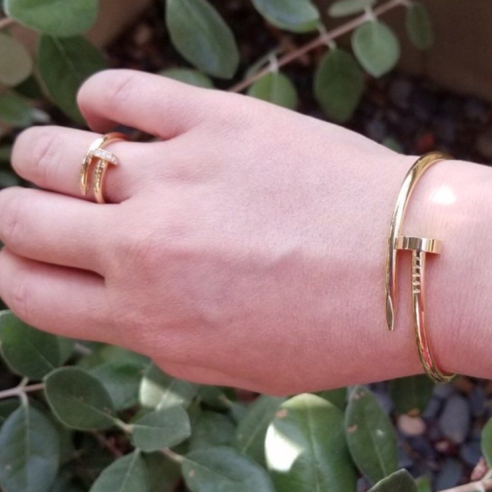 18k Gold Diamond Encrusted Nail Band Ring